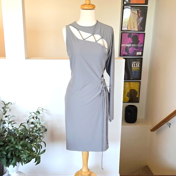 🏷️SKIMS One Shoulder Tie BodyCon Dress Chrome 3X - Picture 4 of 14